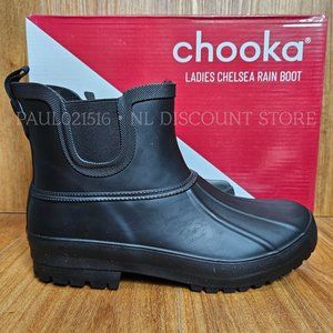 CHOOKA Women's Chelsea Rain Boots, Black, Size 8